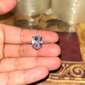 2.75 ct Oval  Lab Created Diamond Thin Band Silver Tone Ring Size 8